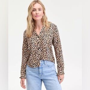 On 34th Women's Ruffle-Trim Split-Neck Blouse, Macy's Exclusive NEW Size Medium